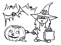 A coloring page of witches